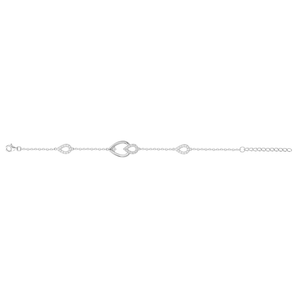 Bracelet souple multi-motifs en Argent avec oxyde de zirconium blanc