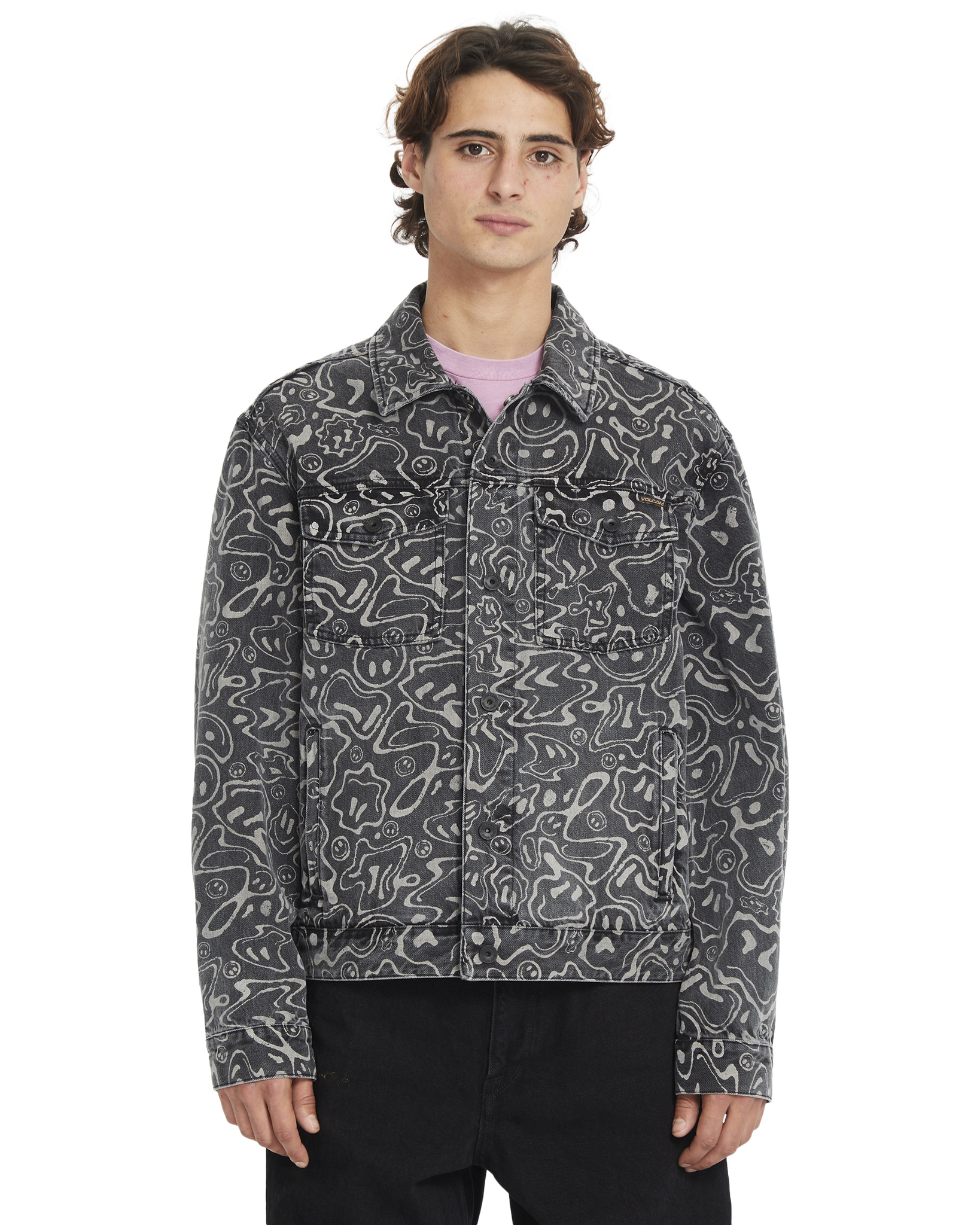 Volcom FA F Rygalski Denim Jacket Black Print