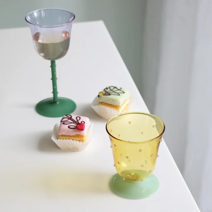 &klevering - Dot Trinkglas 200 ml, gelb (2er-Set)