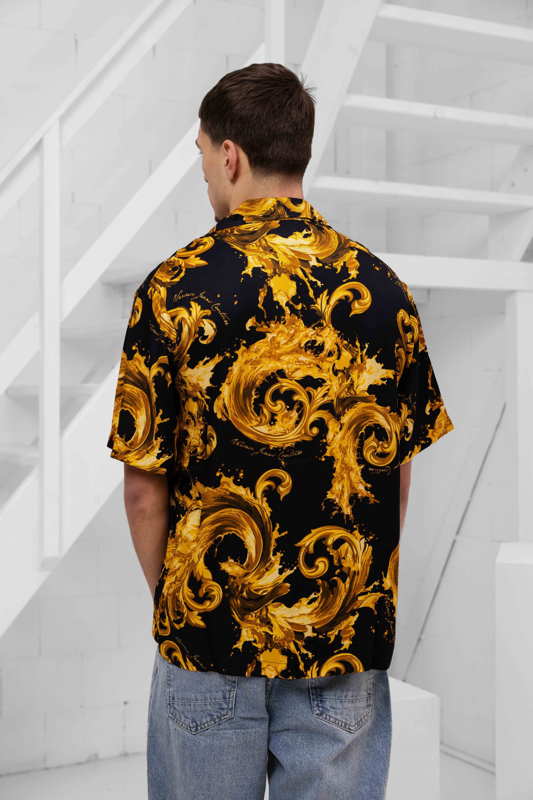 Versace Jeans Couture Barocco Wave Polo Heren Zwart/Goud