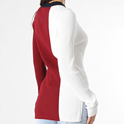 Pull Femme RWB Colour Block 9001 Blanc Bleu Marine Bordeaux