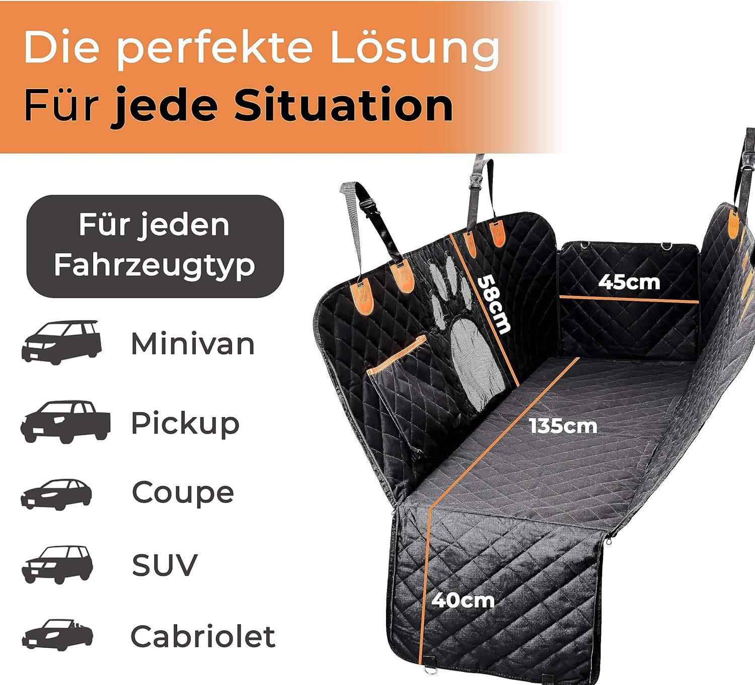 PETSATION Autoschondeke Hundedecke für Rückbank + Kofferraum