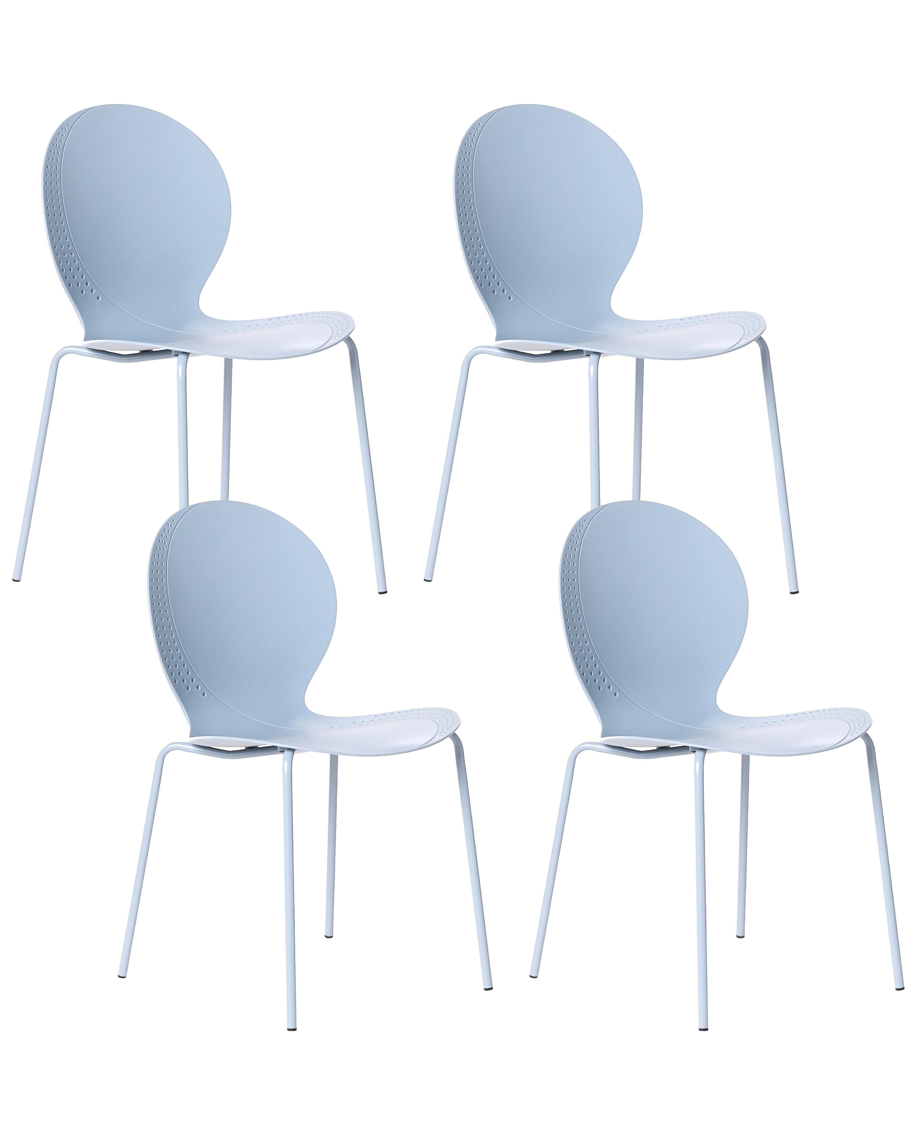 Set van 4 tuinstoelen MILOS stapelbaar Lichtblauw
