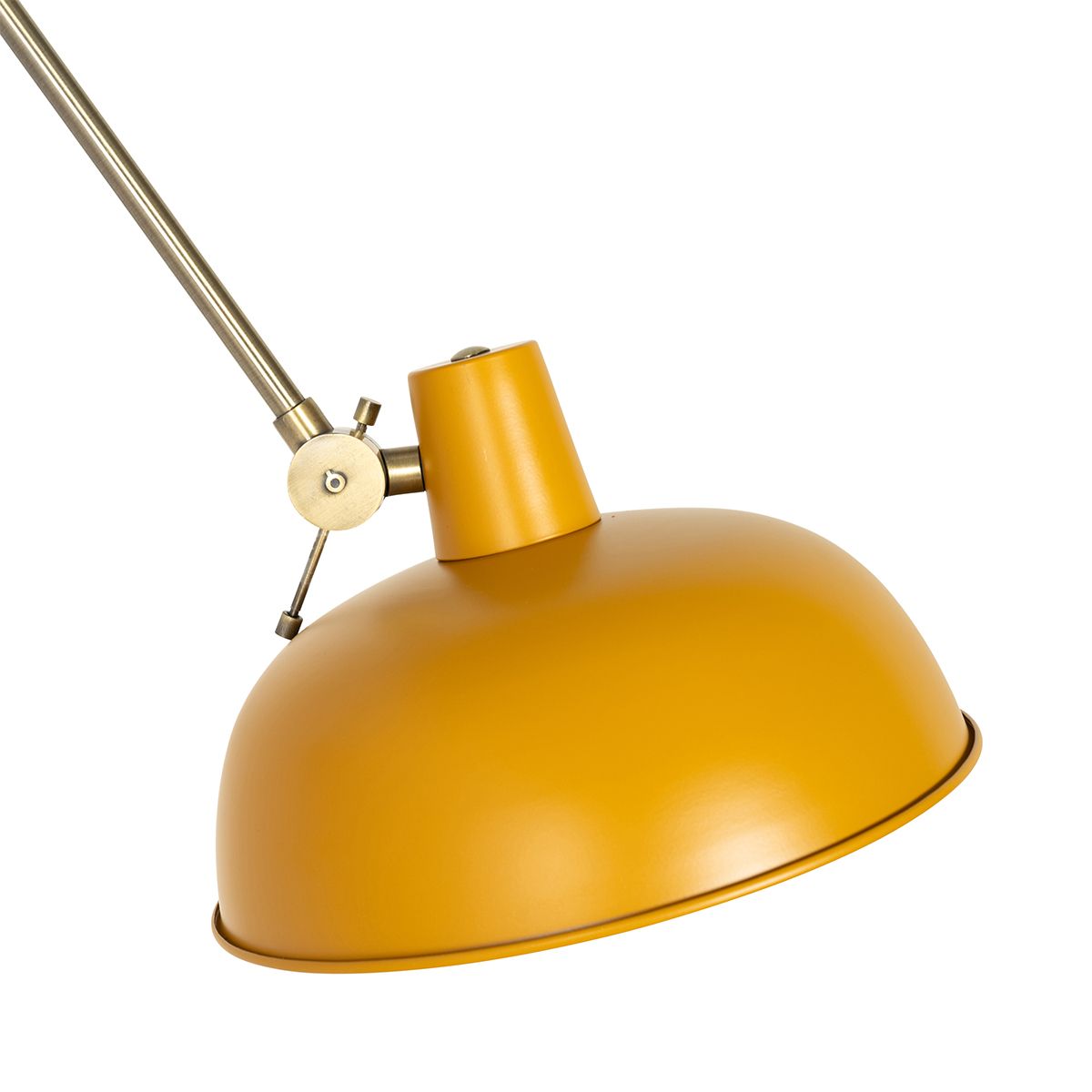 Retro wandlamp staal geel met brons - Milou