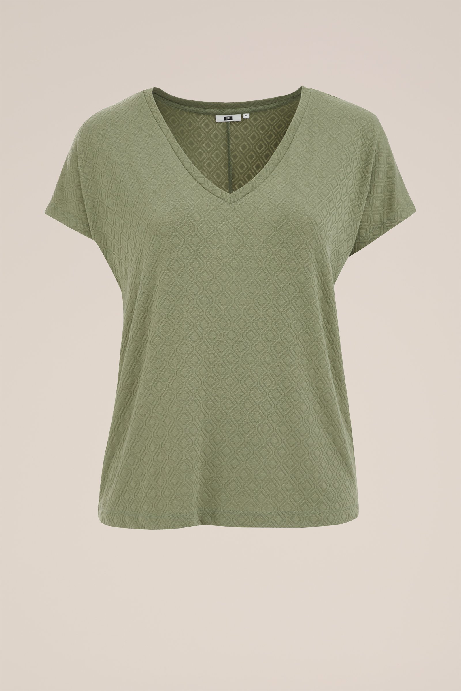 T-shirt met structuur - Curve WE Fashion Lichtgroen