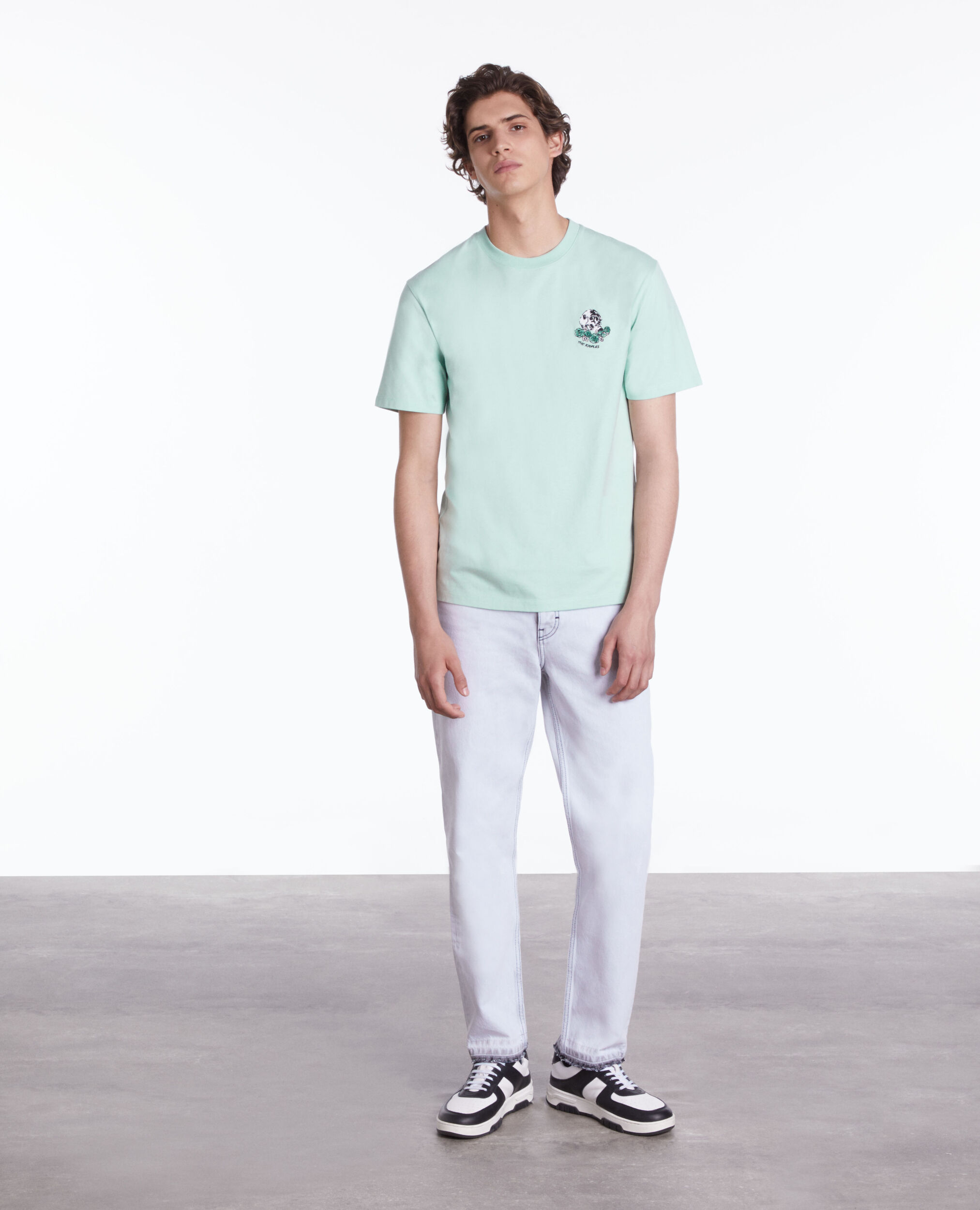 T-shirt vert avec broderie Vintage skull