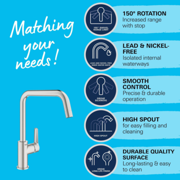 Grohe keukenkraan Start hoge U-uitloop QuickFix supersteel (RVS look)