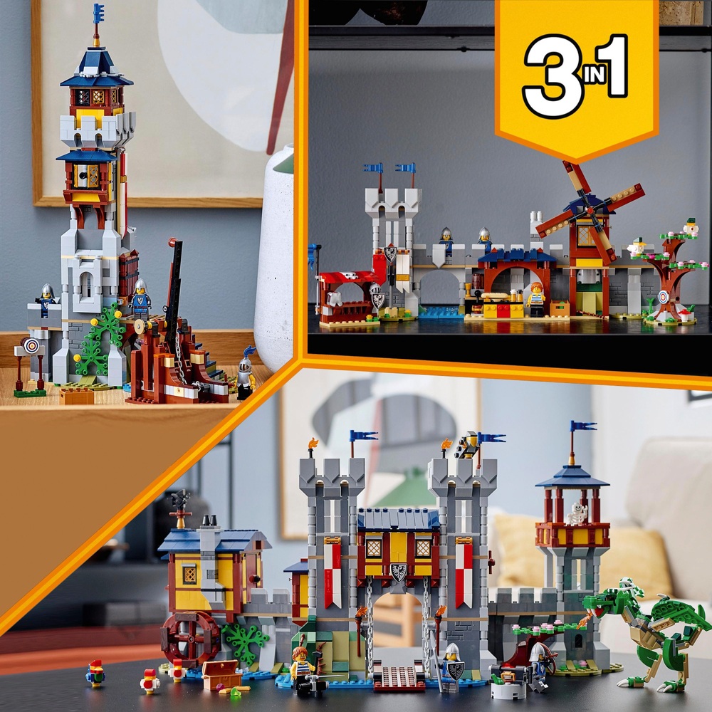 LEGO Creator 31120 3-in-1 Mittelalterliche Burg & Drachen-Spielset