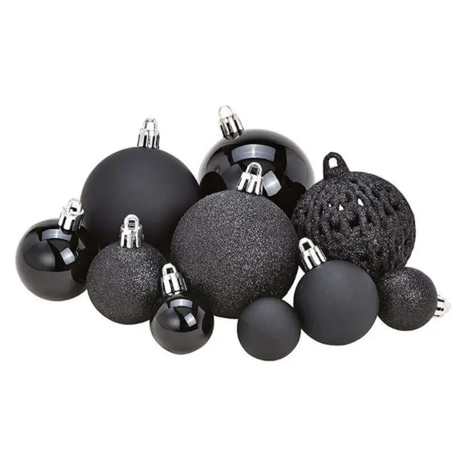 G. Wurm Kerstballen - 50ST - zwart - 3 - 4 - 6 cm - kunststof