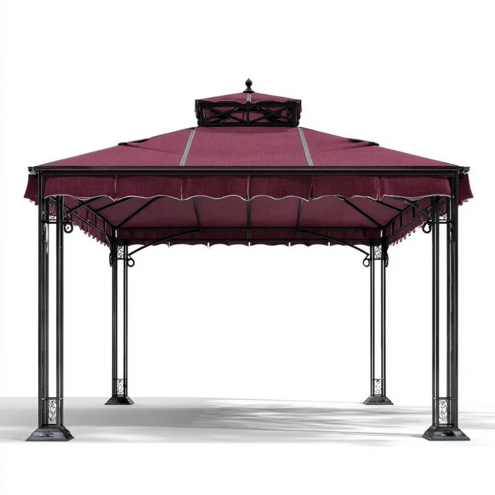 Gartenpavillon Metallkonstruktion 300x400x260 cm - Bordeauxrot - Klassisches Design