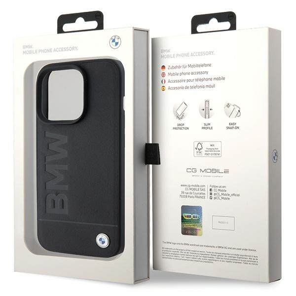 iPhone 15 Pro MagSafe Echtleder Hülle Imprint (BMHMP15LSLLBK) - Schwarz