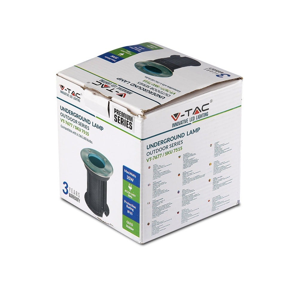 V-TAC VT-7677RD - Ondergrondse buitenverlichting - Fittingen - Zwart - GU10 - IP65