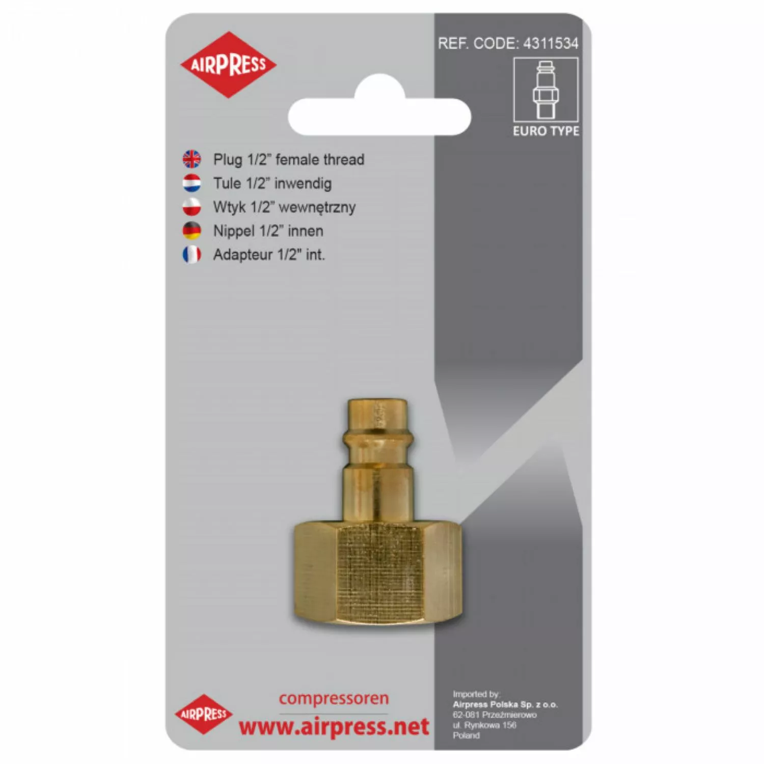Airpress 4311534 - Insteeknippel 1/2