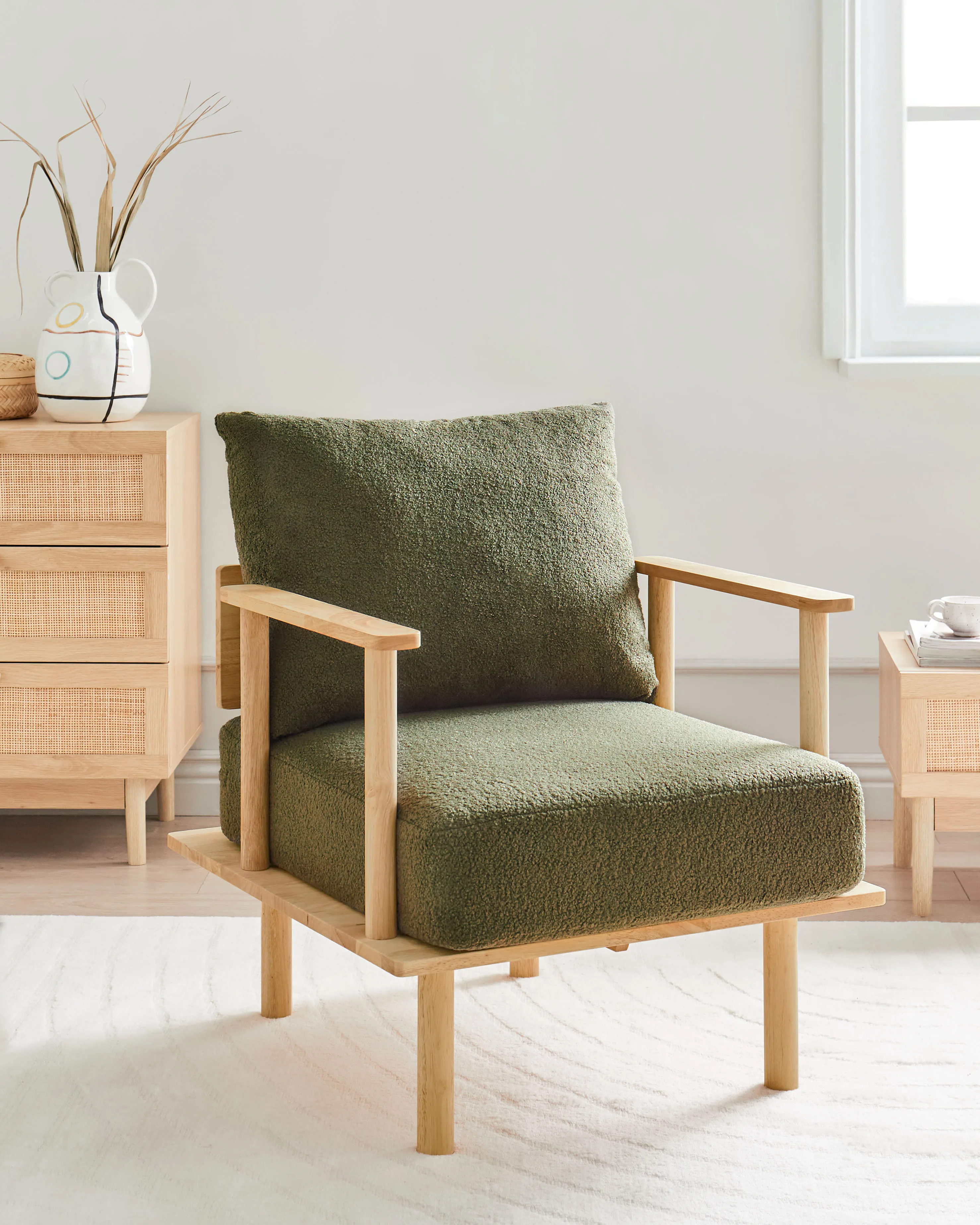 Fauteuil ASKER Bouclé Donkergroen