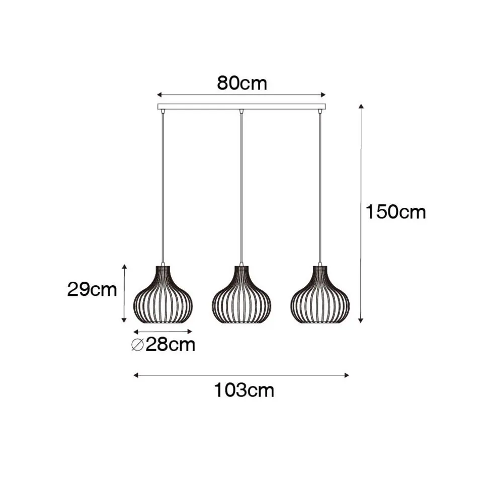 Qazqa hanglampen saffira zwart e27