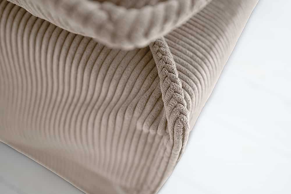 Großer Sitzhocker HEAVEN 100cm greige Cord Sofahocker abnehmbarer Bezug