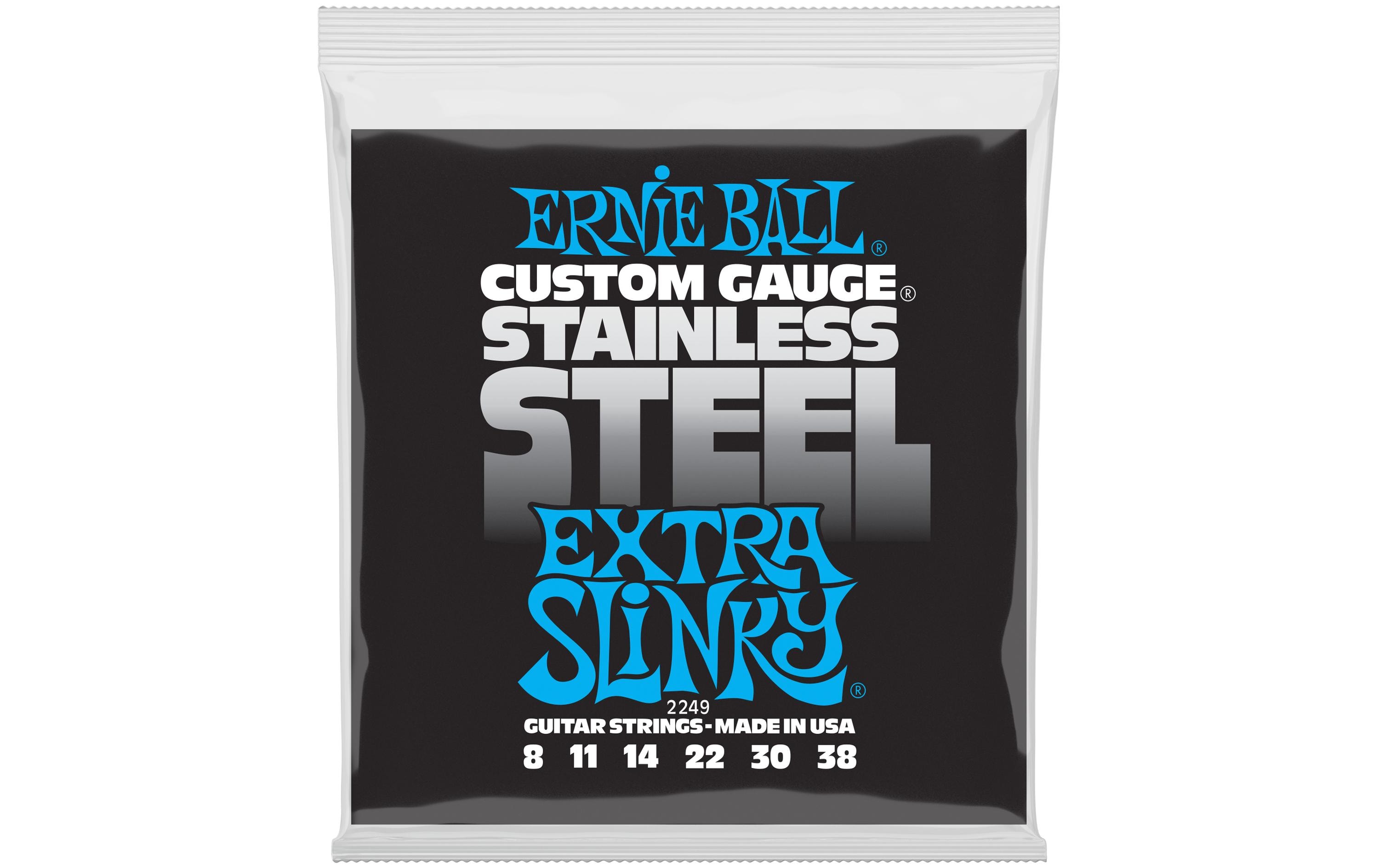 Gitarrensaiten 2249 Slinky Stainless Steel – Extra 8-38Praktischer Saitensatz für Ihre E-Gitarre