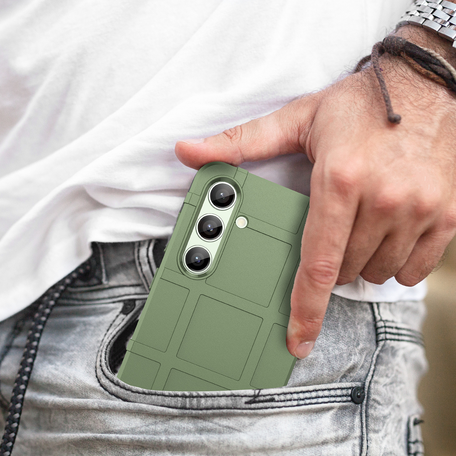 Samsung Galaxy S24 FE Outdoor Gummi Schutzhülle Anti-Shock - Grün