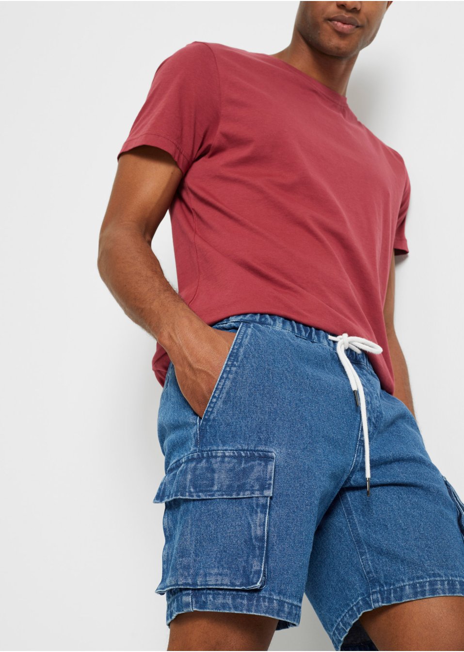 Short en jean taille extensible, Loose Fit
