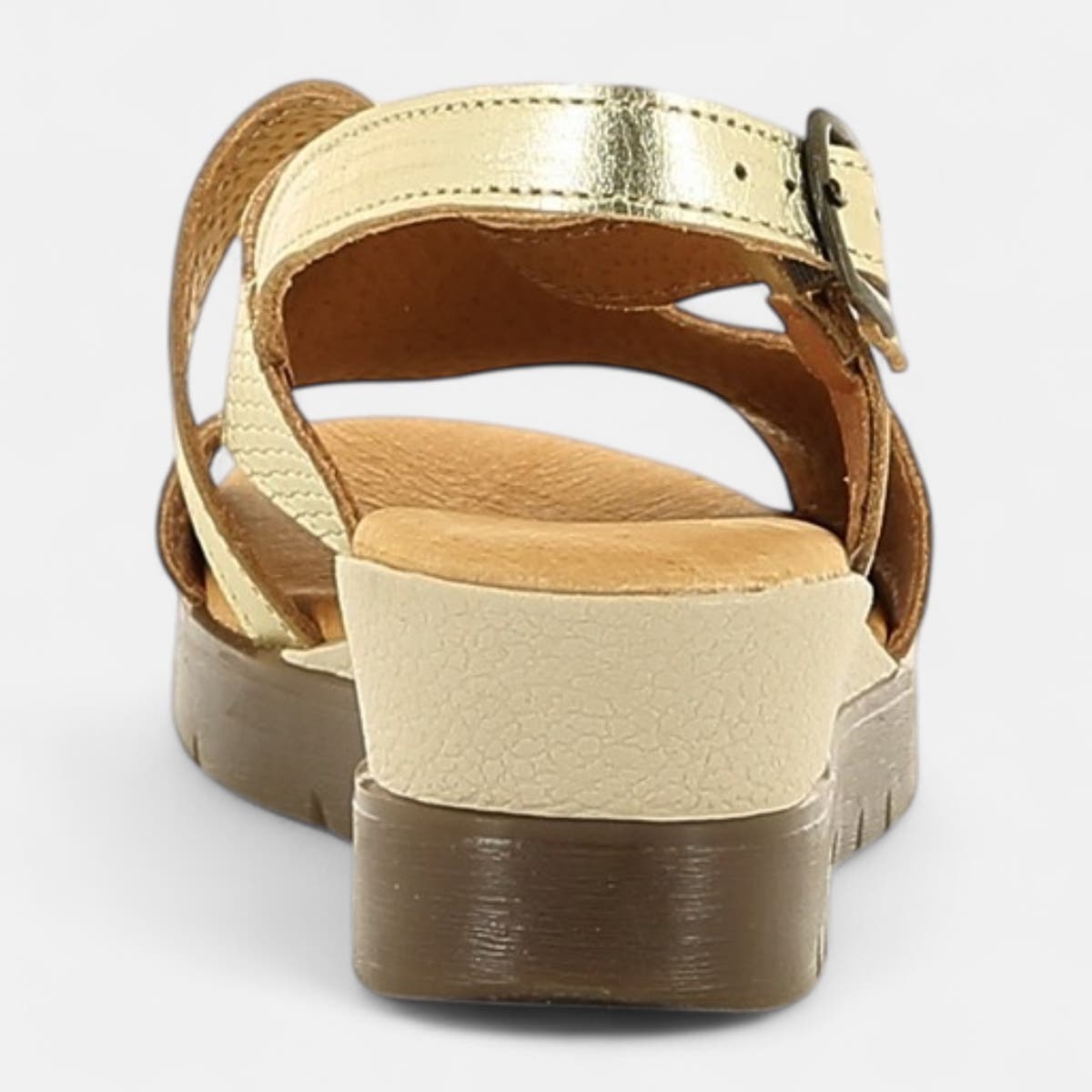 Sandales à talon compensé Femme en cuir or