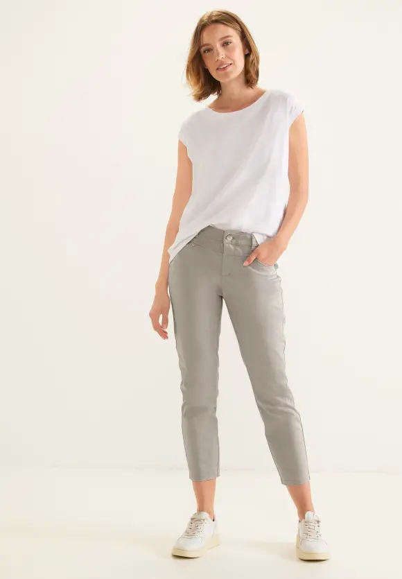 Casual Fit Seidenoptik Hose - light stone sand