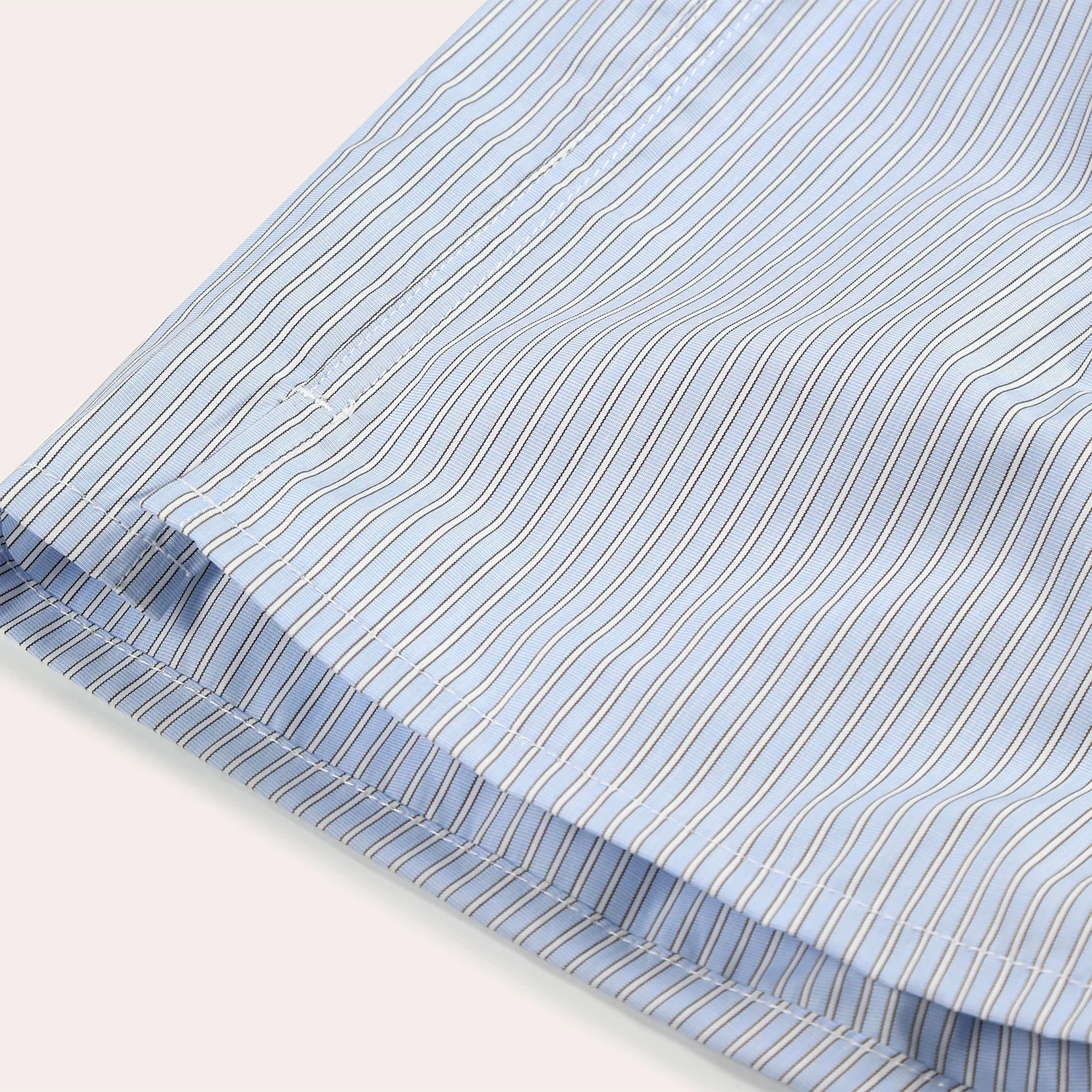 Upcycled boxer shorts with blue and white stripes
