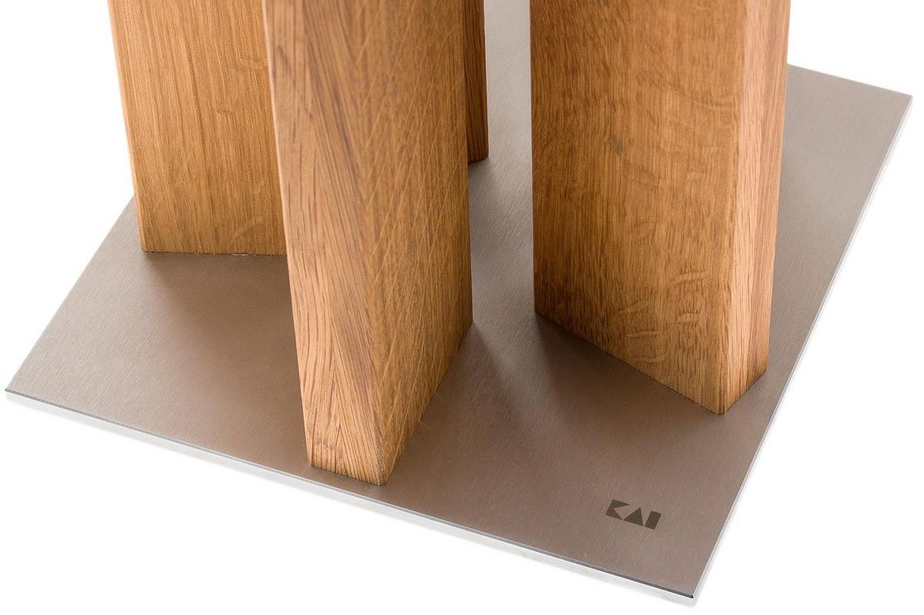 Kai Stonehenge magnetisch messenblok, edelstaal/eikenhout, STH-3