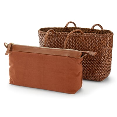Damen-Ledershopper geflochten, Braun