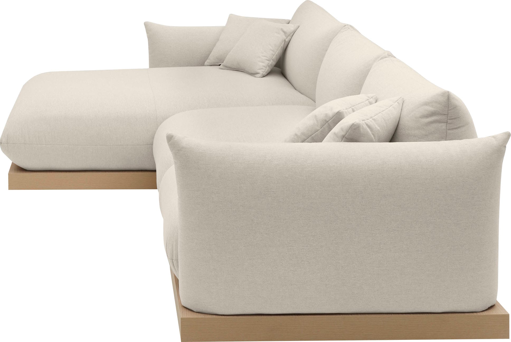 GOODproduct Ecksofa »Kalix, Polsterecke mit kräftigem Holz-Plateau, moderne Couch in L-Form« wahlweise Recamiere links o. rechts, Strukturstoff, hoher Sitzkomfort