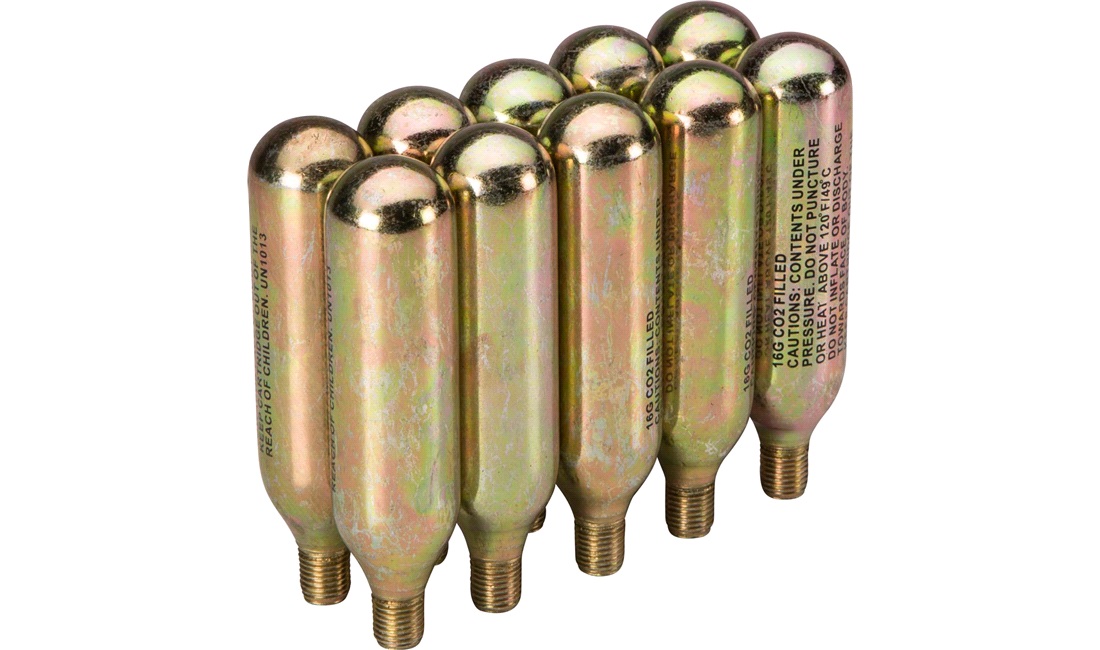 10 stk. CO2 patroner med gevind 16 gram