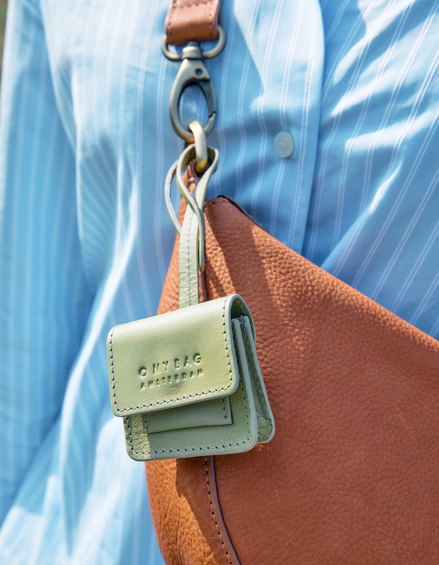 Harper Bag Charm - Tea Green Classic Leather