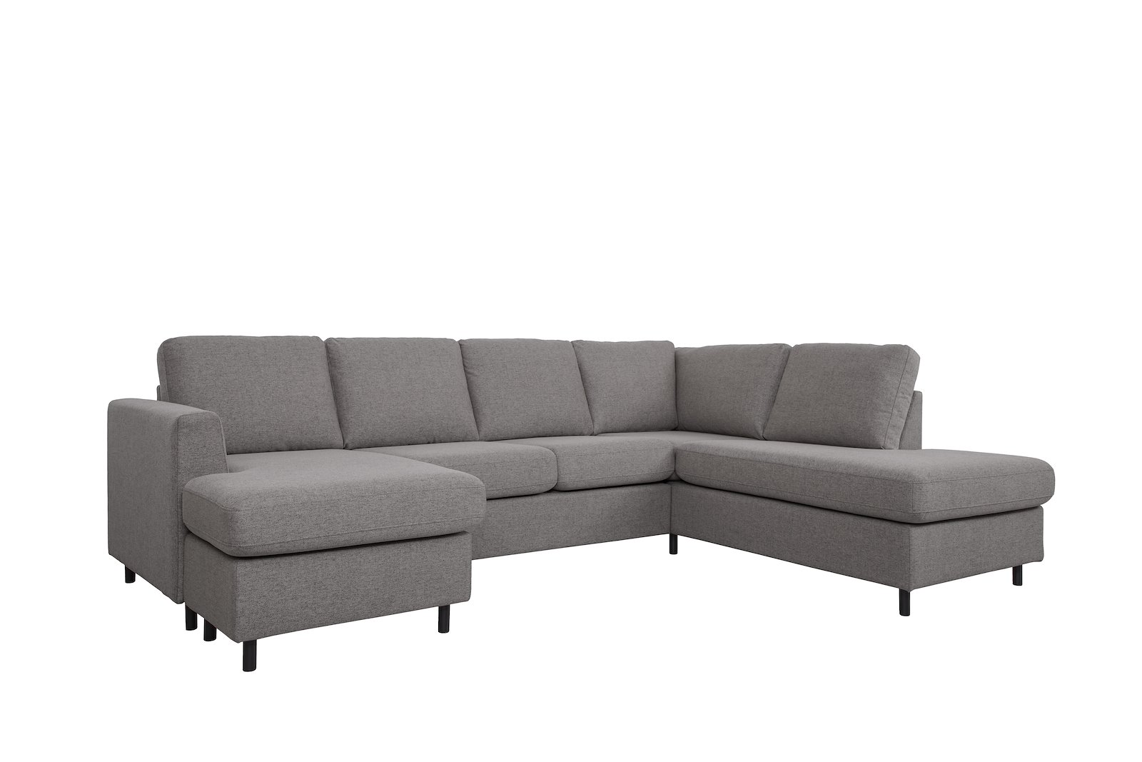 Oslo Plus U-sofa Sjeseong venstre med 2-seter og åpen ende høyre. Tekstil Neve 90 Dark Grey med sorte ben