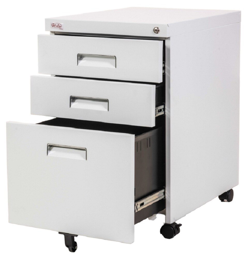 Jet-Line Bürp Rollcontainer 3 Schubladen mit Hängeregistratur abschliessbar PAUL weiss Rollschrank