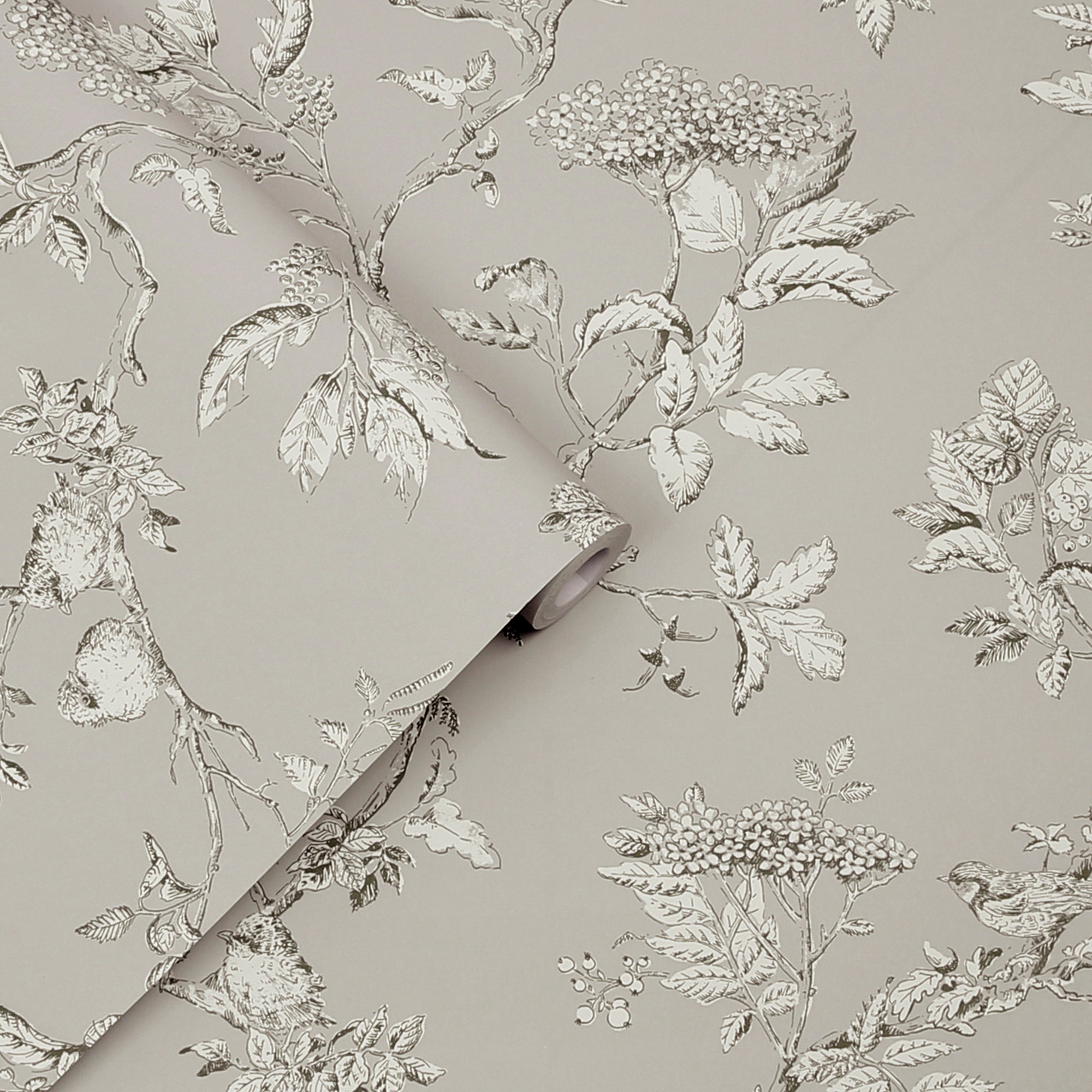Laura Ashley Elderwood Behang - Planten - 10mx52cm - Grijs