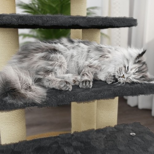 Arranhador de quatro níveis cinza escuro vidaXL para gatos