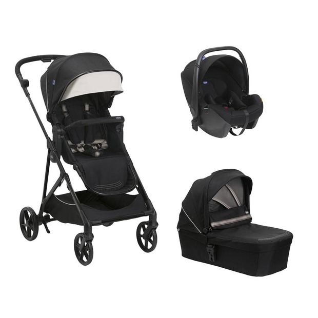 Poussette Trio Seety Nacelle Etna Black + Siège auto Kory Black - CHICCO