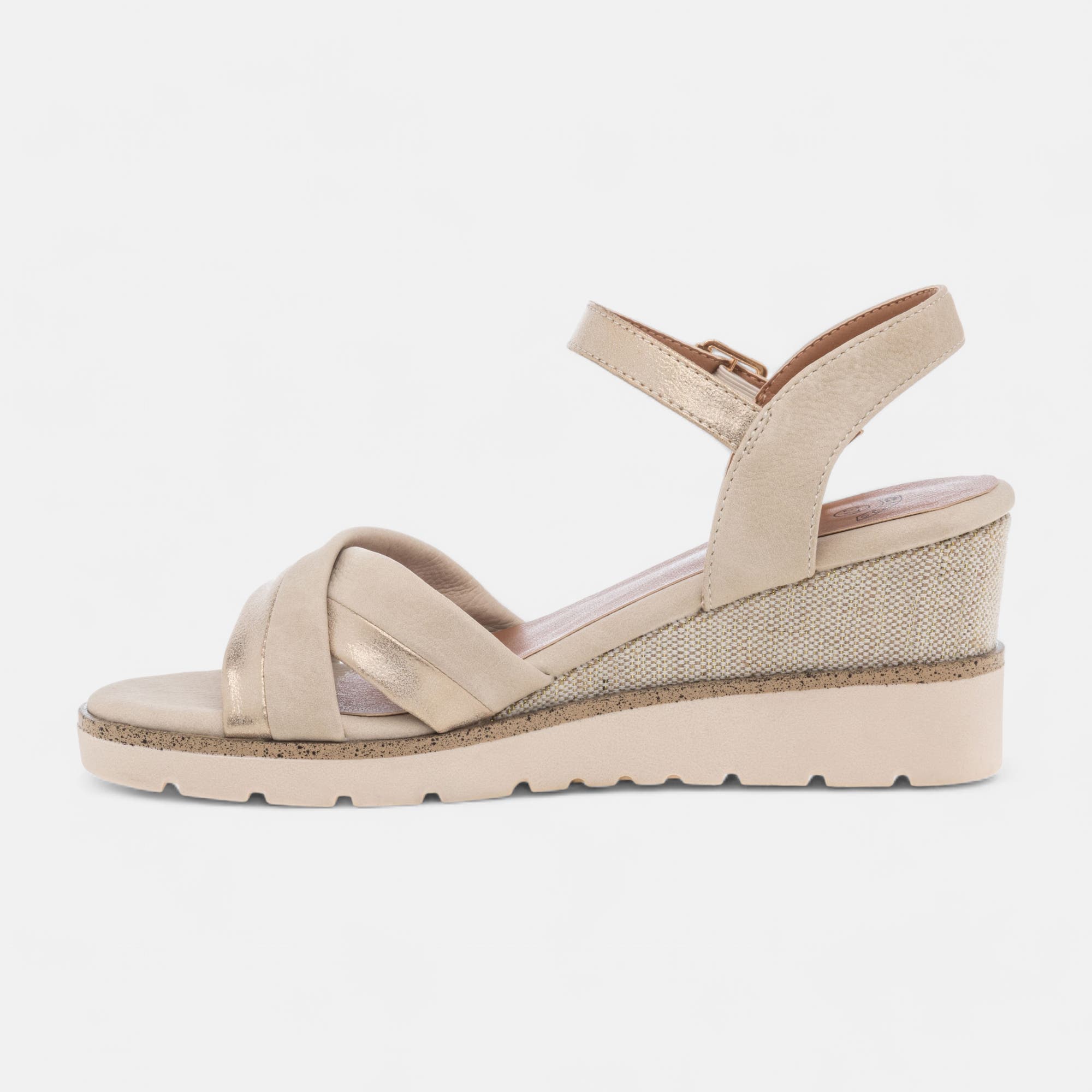 Sandales à talon compensé Femme beige