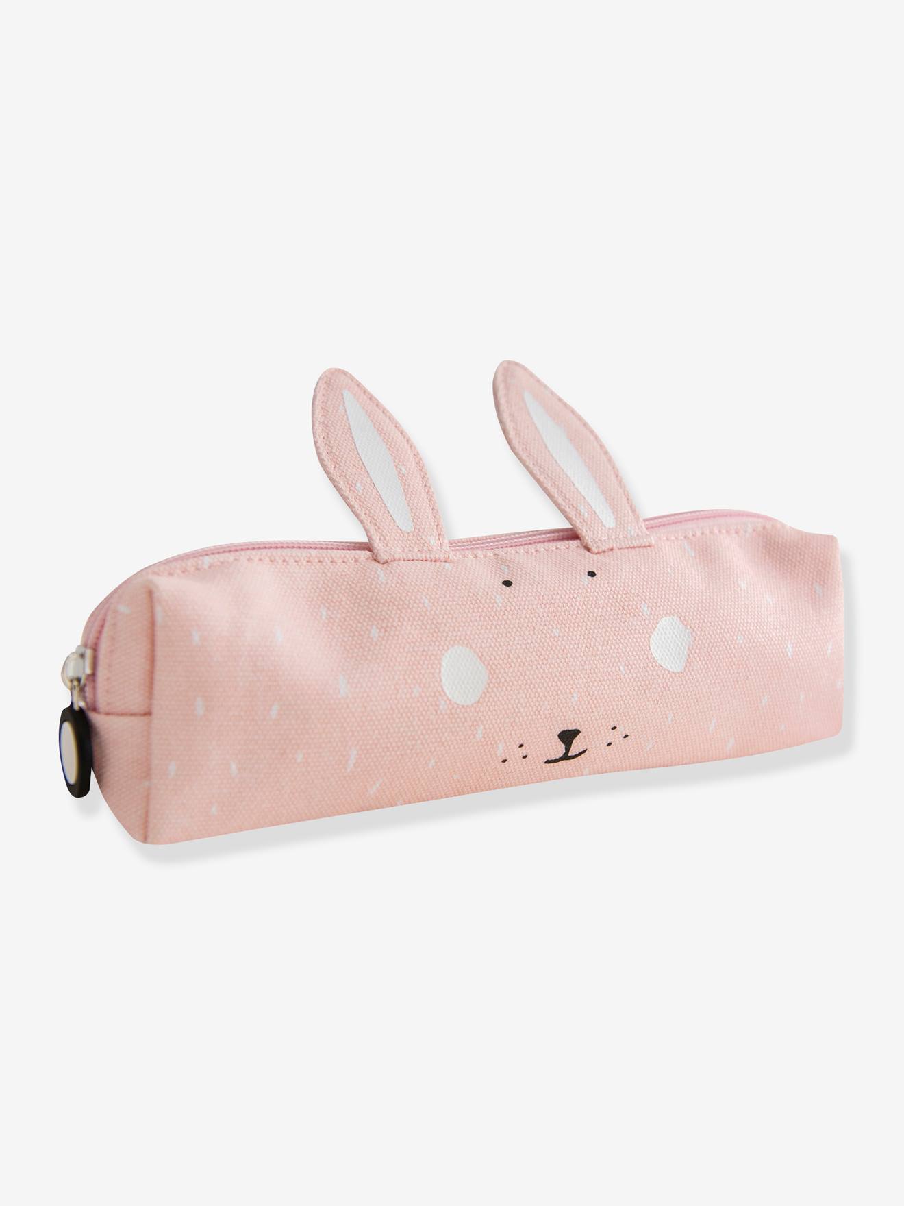 Estojo para lápis TRIXIE rosa claro liso com estampas de animais.