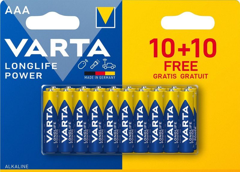 Varta Longlife Power - AAA Alkaline Batterijen - 20 Stuks