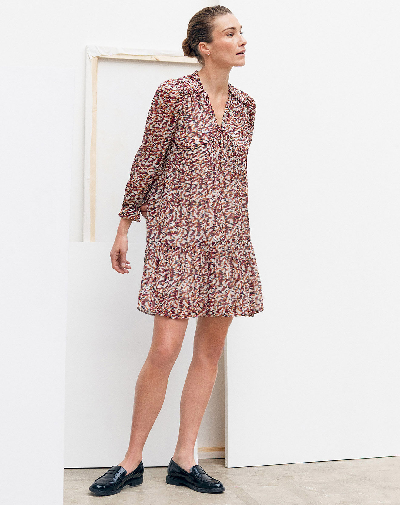 Caroll Robe en Soie mélangée Glam imprimée terracotta