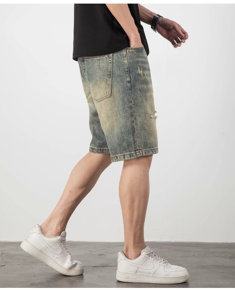 Savenne - Mid Rise Washed Denim Shorts