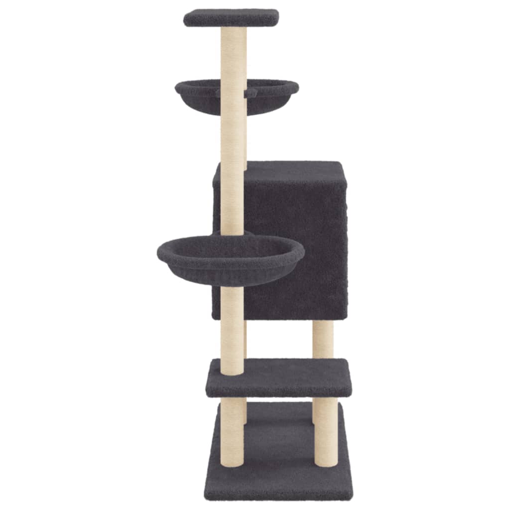 Arranhador para gatos vidaXL com hastes de sisal cinza escuro, 117 cm