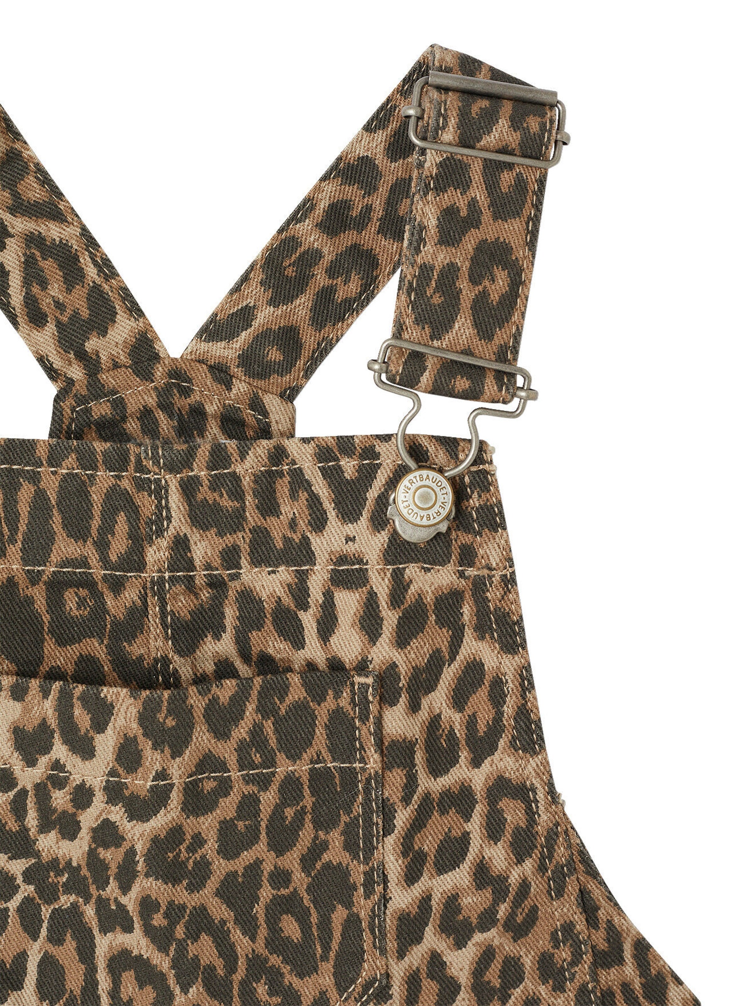 Vertbaudet Gemusterte Mädchen Latzhose mit weitem Bein beige