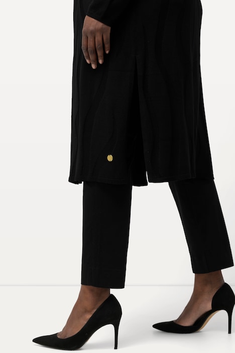 Long-Strickjacke, Wellen-Design, V-Ausschnitt, 1/1-Arm