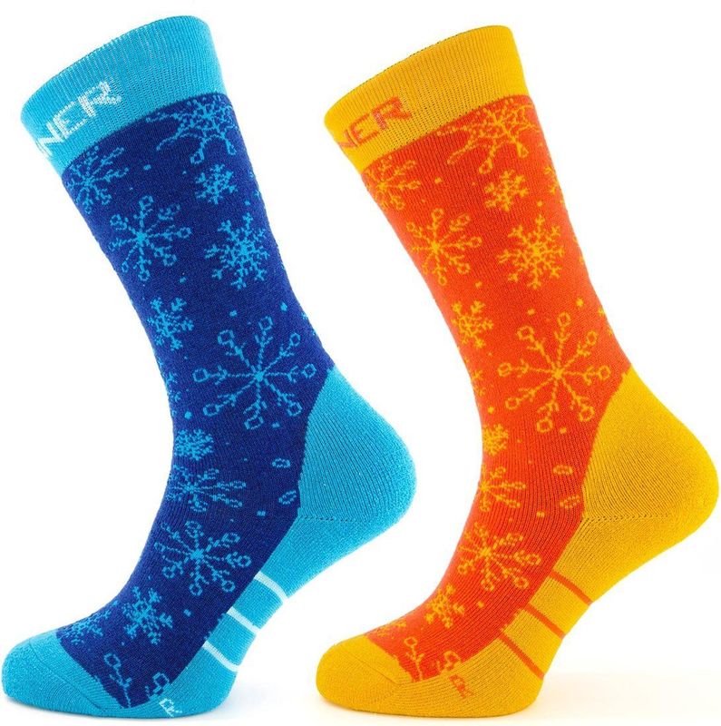 Sinner - Kids Snow Double Pack - Skisokken - Neon Orange/Neon Blue