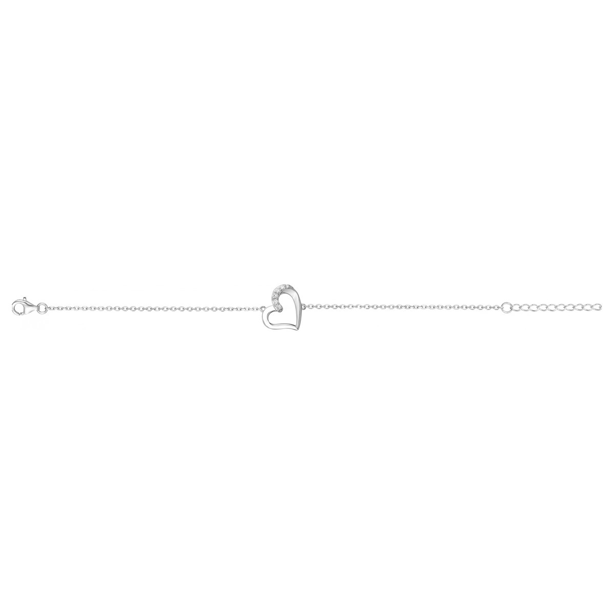 Bracelet souple mono-motif en Argent avec oxyde de zirconium blanc