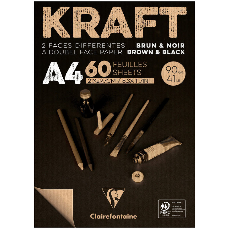 Clairefontaine Zeichenblock Kraft, braun/schwarz, A4, blanco