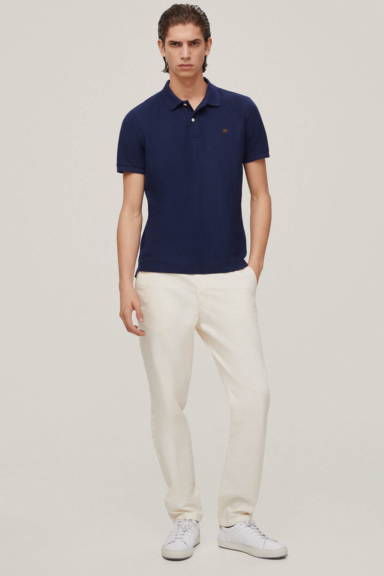 Camisa polo com logotipo - Azul