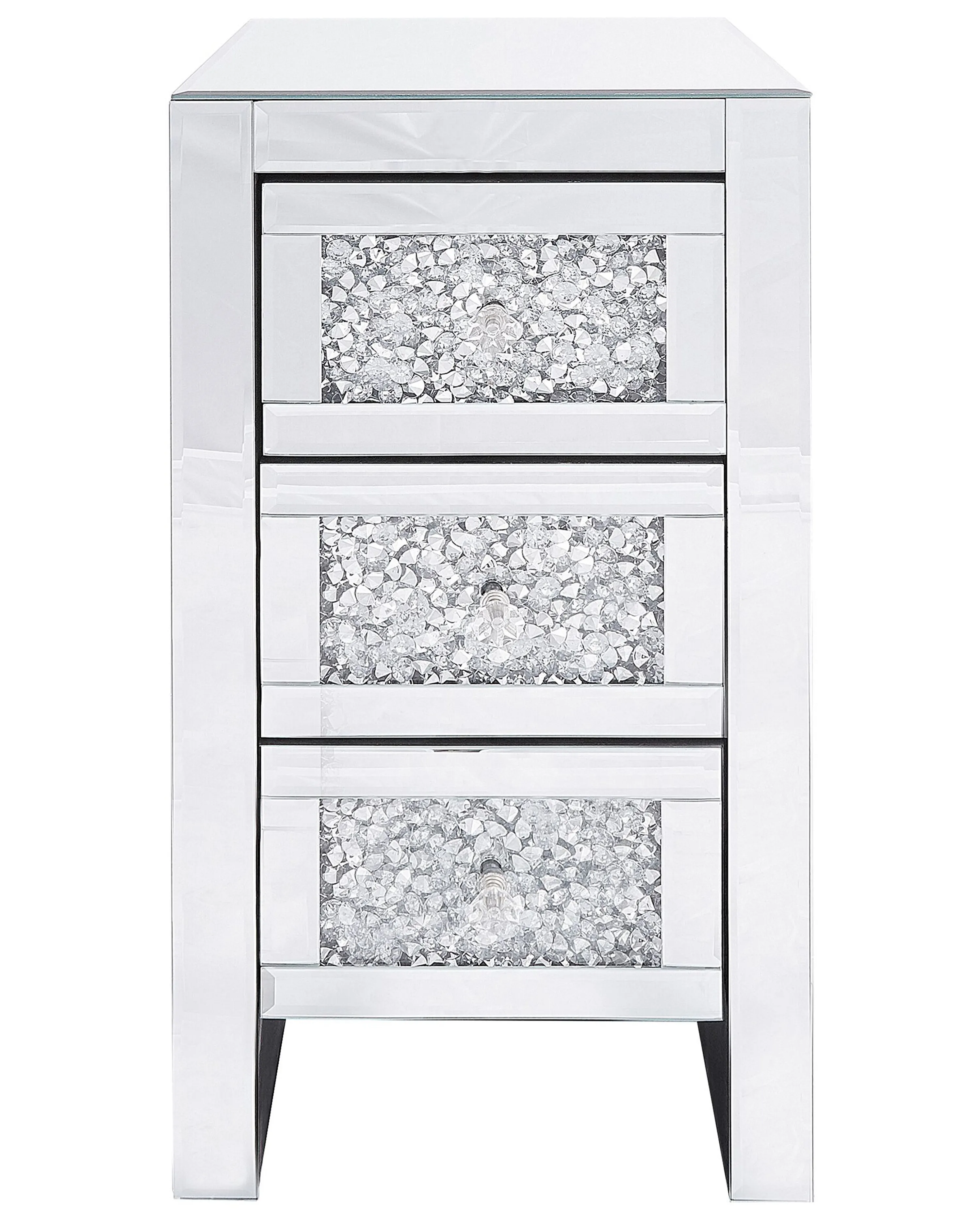 Nachtkastje met 3 laden LORAY Glas Spiegelend zilver
