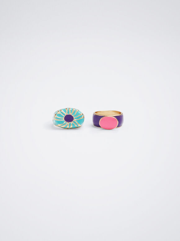 Conjunto de Anéis de Sinete Multicoloridos - Multicor